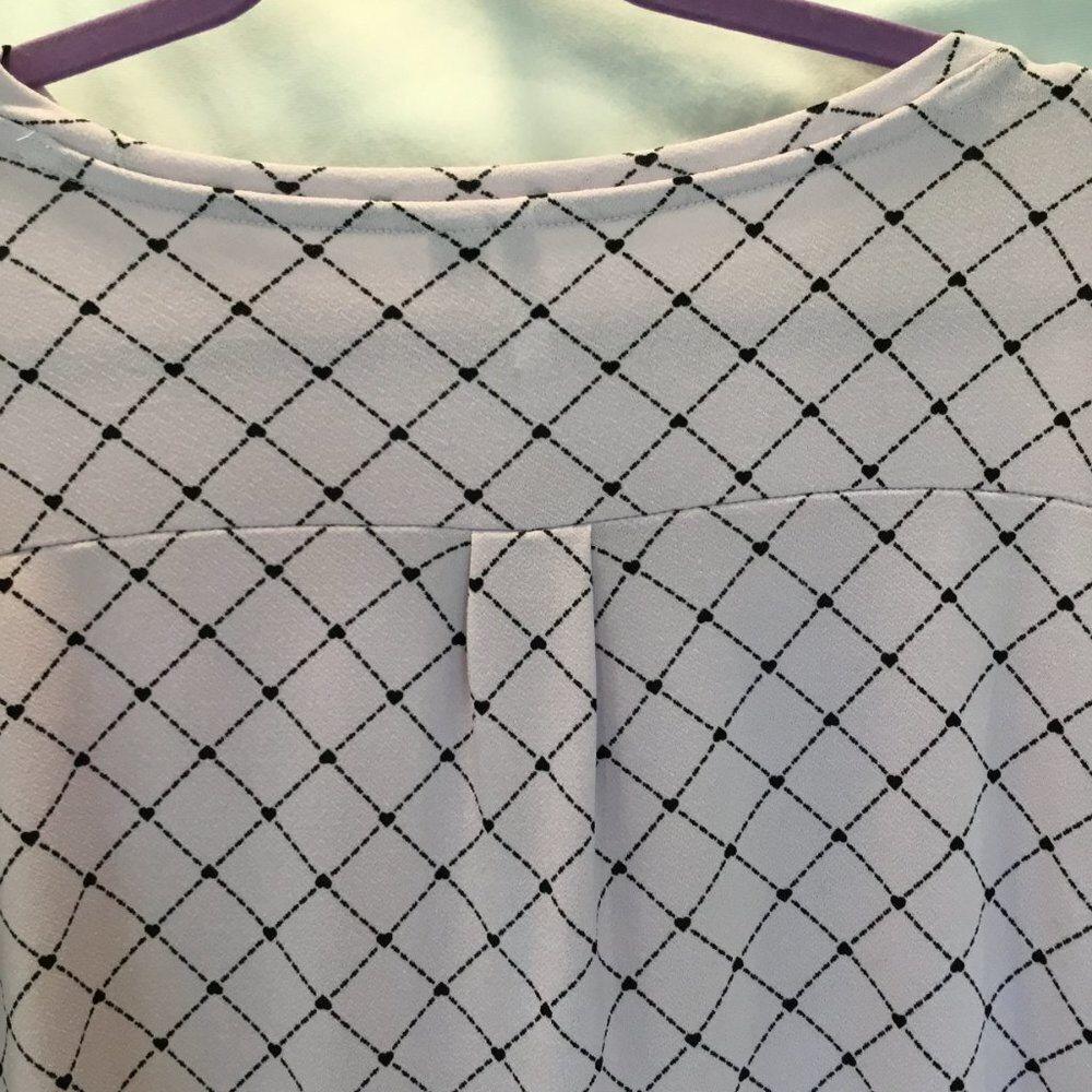 NWOT Elle Women's 3/4 Sleeve Pleated Ruffle Lavender Career Blouse Size Medium - Picture 3 of 7